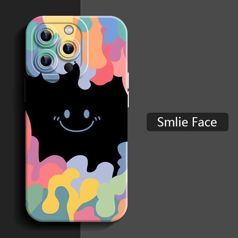 Luxury Ice Cream Smile Face Case For iPhone 17 16 15 14 13 12 11 Pro Max 16 Plus 17 Air 16E Shockproof Candy Soft Silicone Cover