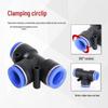 RIH PE Quick-Connect PVC Pneumatic Air Hose T-Junction Fittings, Blue