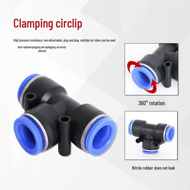 

RIH PE Быстроразъемные ПВХ Пневматические фитинги-тройники для воздушного шланга, Синие 6