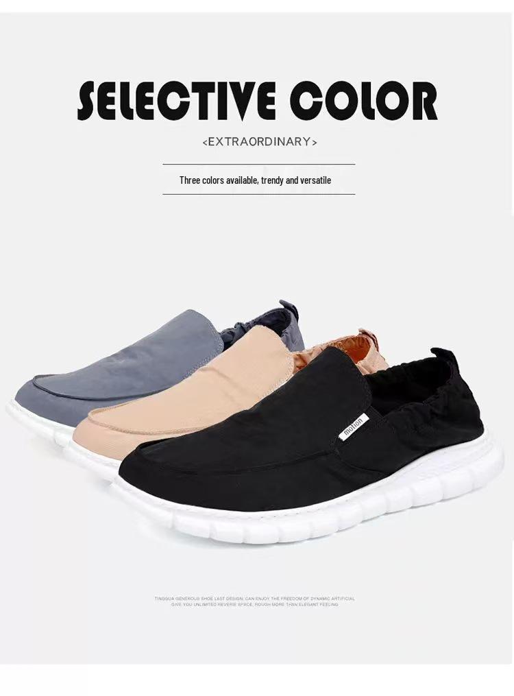 Tênis Masculino de Lona Slip-On Respirável - Tênis Casuais Confortáveis de Malha de Seda de Gelo para Primavera e Outono