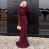 2025 Autumn Elegant Purple Long Sleeve Tie-up Dress