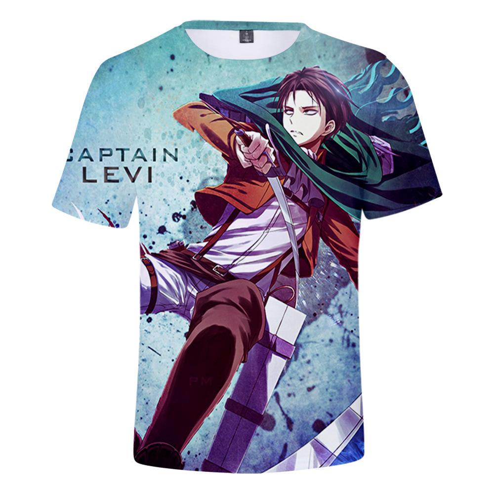 Pánské 3D barevně potištěné tričko s krátkým rukávem se streetovou módou Around The Giant In Summer Anime Attack T-Shirts