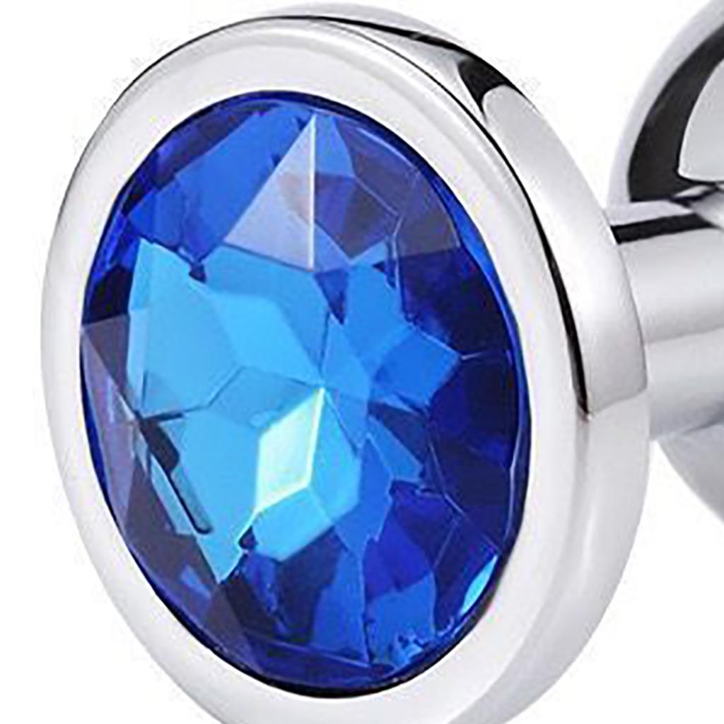 Anal Plug Aluminum Alloy Jewel Decoration 3 Size Glossy Surface Safe Butt Anal Plug Toy for Couples Silver