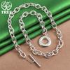 European 925 Sterling Silver OT Buckle Side Chain Necklace For Men Fashion Trends Jewelry Women Birthday Christmas Party Gifts