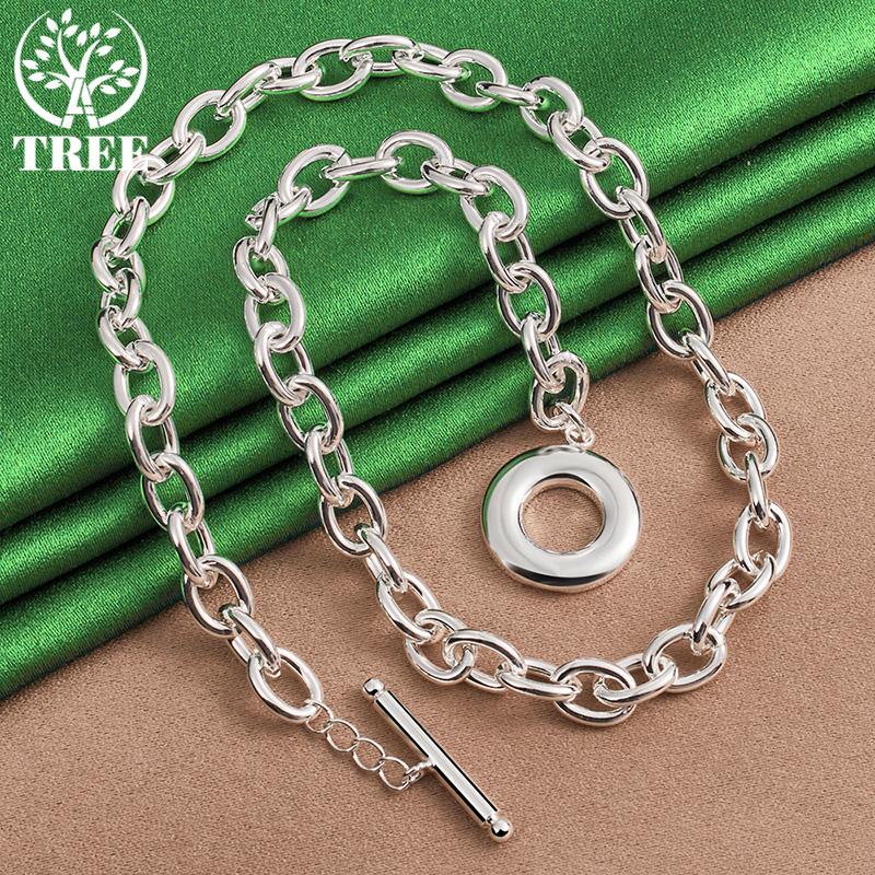European 925 Sterling Silver OT Buckle Side Chain Necklace For Men Fashion Trends Jewelry Women Birthday Christmas Party Gifts