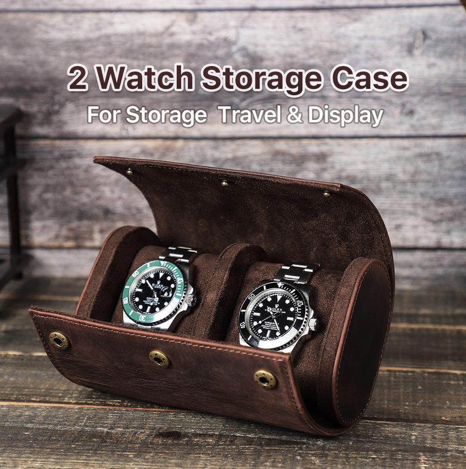 Retro Leather Travel Watch Box - Drop-Proof, Portable Storage for Mechanical Watches
