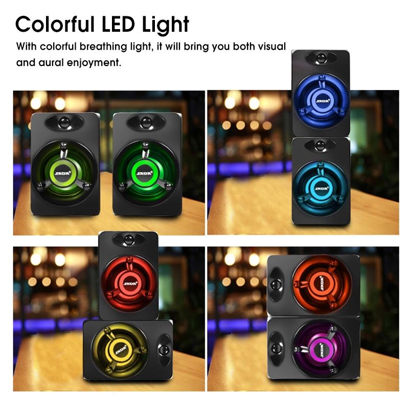 LED Light 2.1 Desktop Computer Speaker Heavy Bass Subwoofer Combination Speaker USB Power Supply For Cellphone PC Laptop 3W