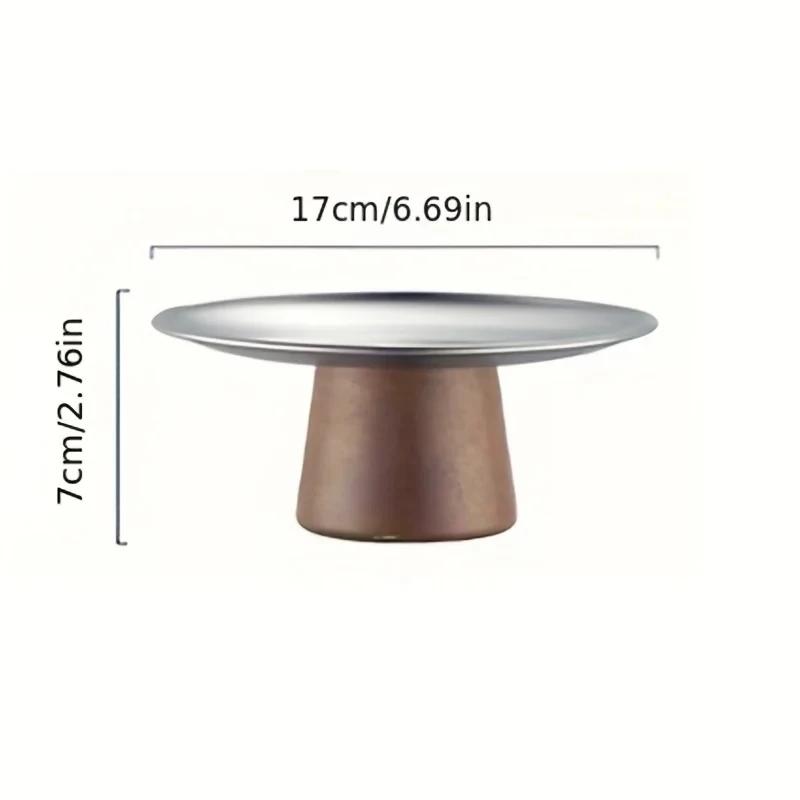 WIKHOSTAR Stainless Steel Cake Tray Wooden Base Fruit Display Plate Dessert Plate Dining Table Home Decoration Ornaments