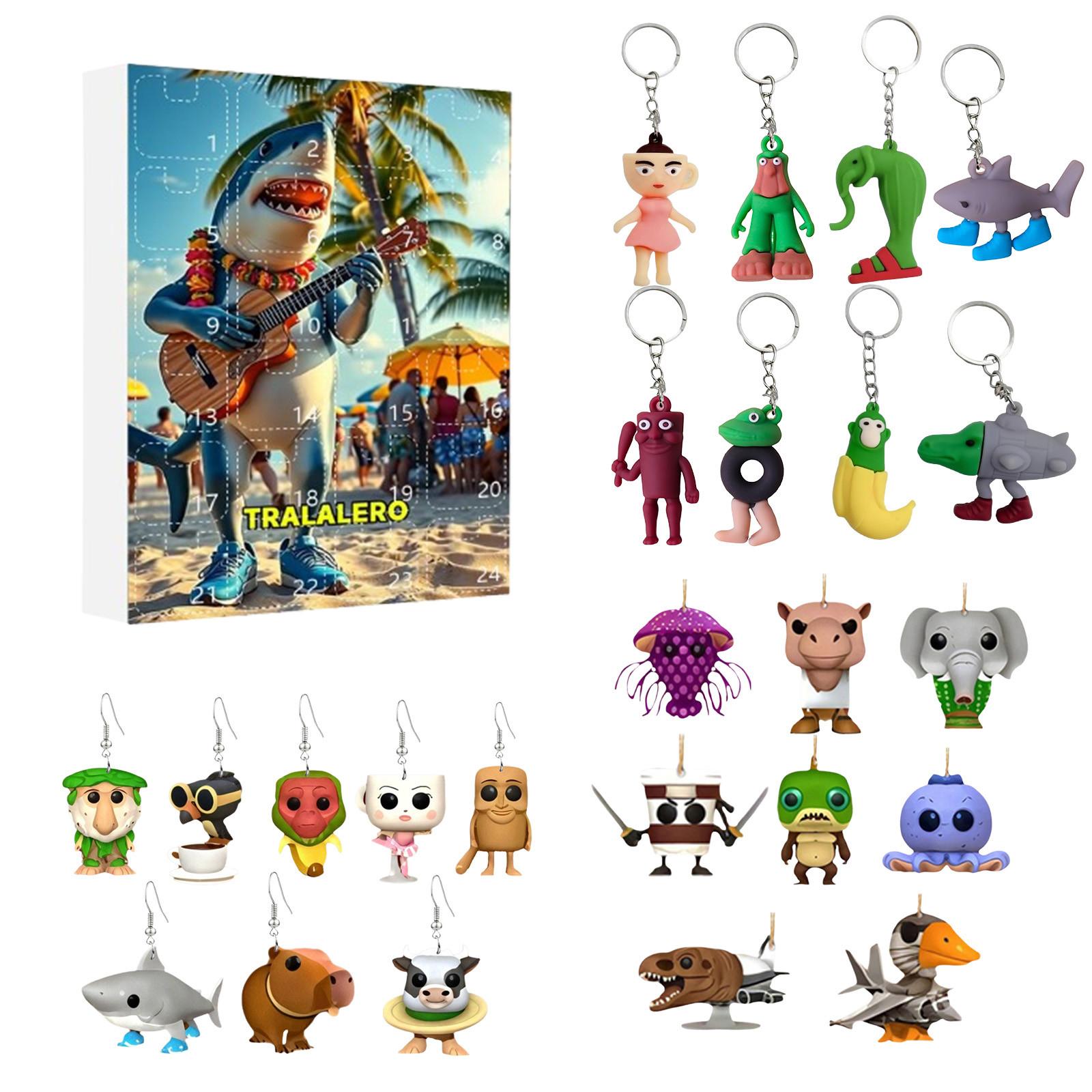 

Тунг Тунг Тунг Сахур Адвент-календарь, Тралалеро Тралала Персонажные игрушки, 24 дня Тунг Тунг Тунг Сахур Персонажный календарь обратного отсчета Коллекционные подарки One Size