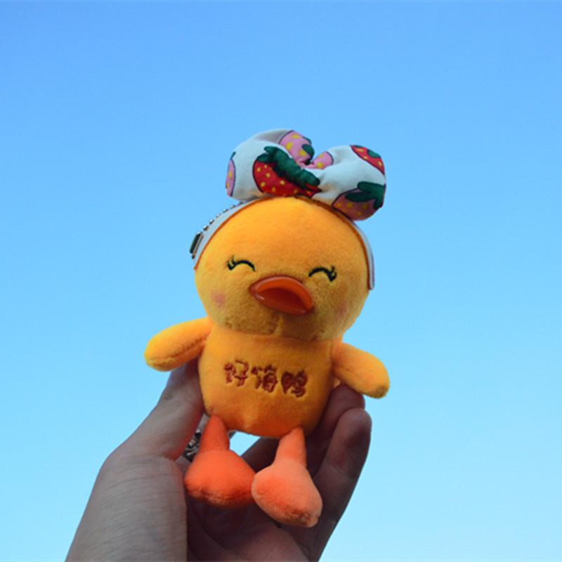

Adorable Mini Plush Duck Keychain Cute Soft Yellow Duck Charm For Bags And Keys Squinting
