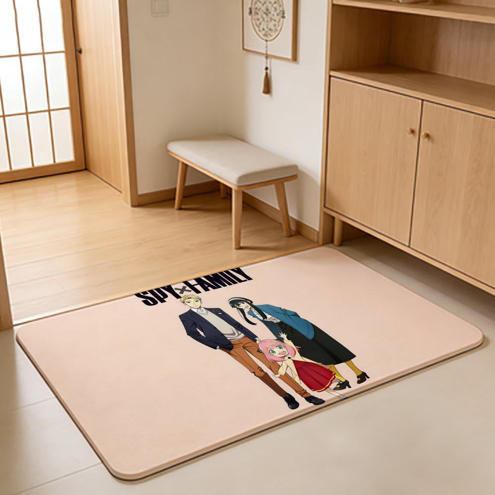ANIME S-Spy Family Floor Mat Absorbent Floor Mat Non-Slip Entrance Rug for Bathrooms Restrooms and Toilets