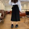 Large High-Waist A-Line Skirt for Women - 2024 Spring, Medium-Length, Black, Fashionable Korean Style Umbrella Skirt