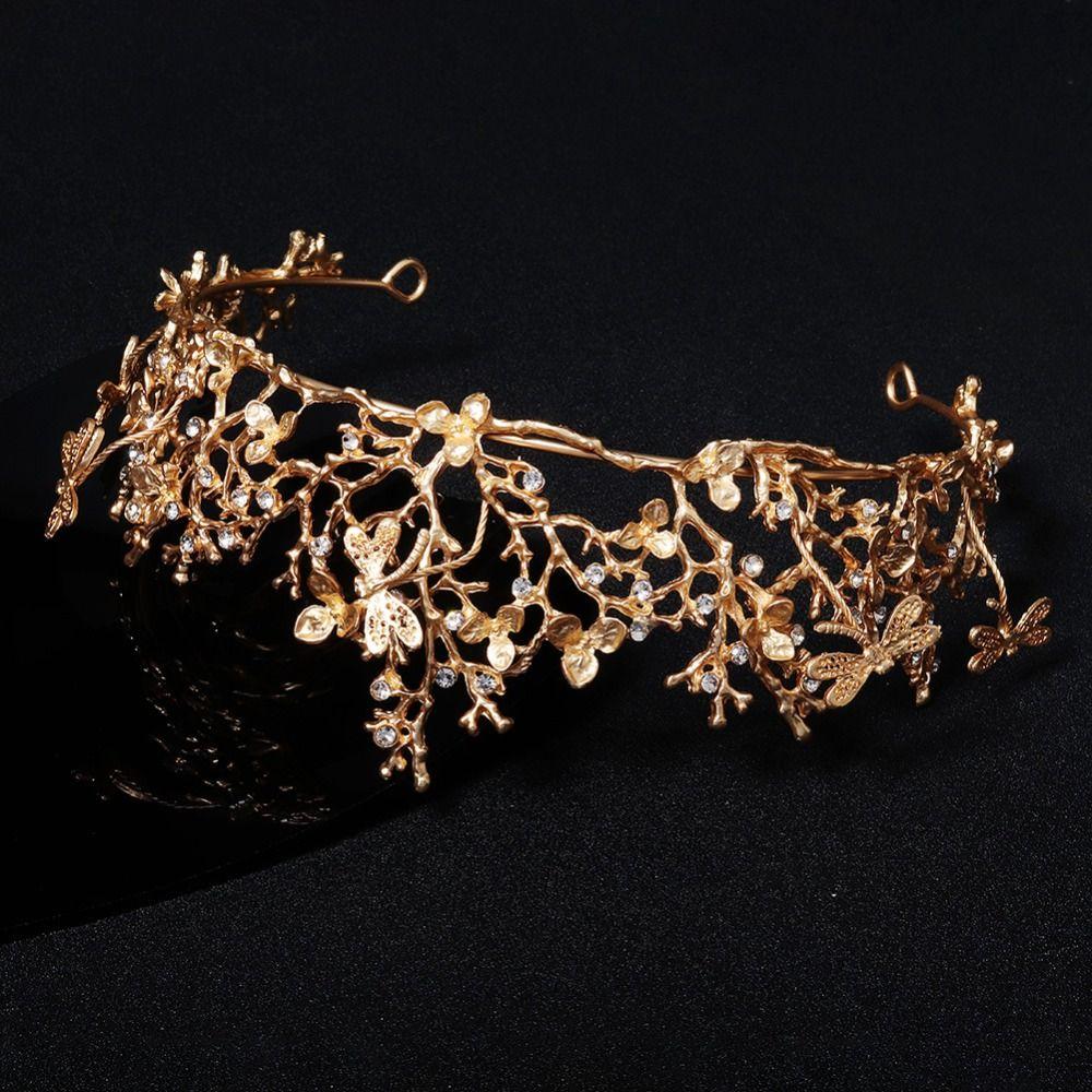 Hair Hoop Retro Crown Rhinestone Bride Tiaras Simple Metal Princess Crowns Hair Jewelry