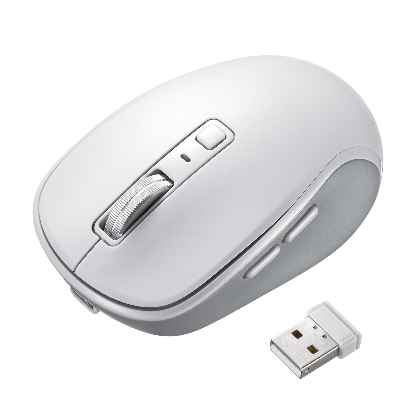 

Sanwa Supply Silent Bluetooth Wireless Mouse (Rechargeable, 5 Buttons, White) MA-WBBS519W