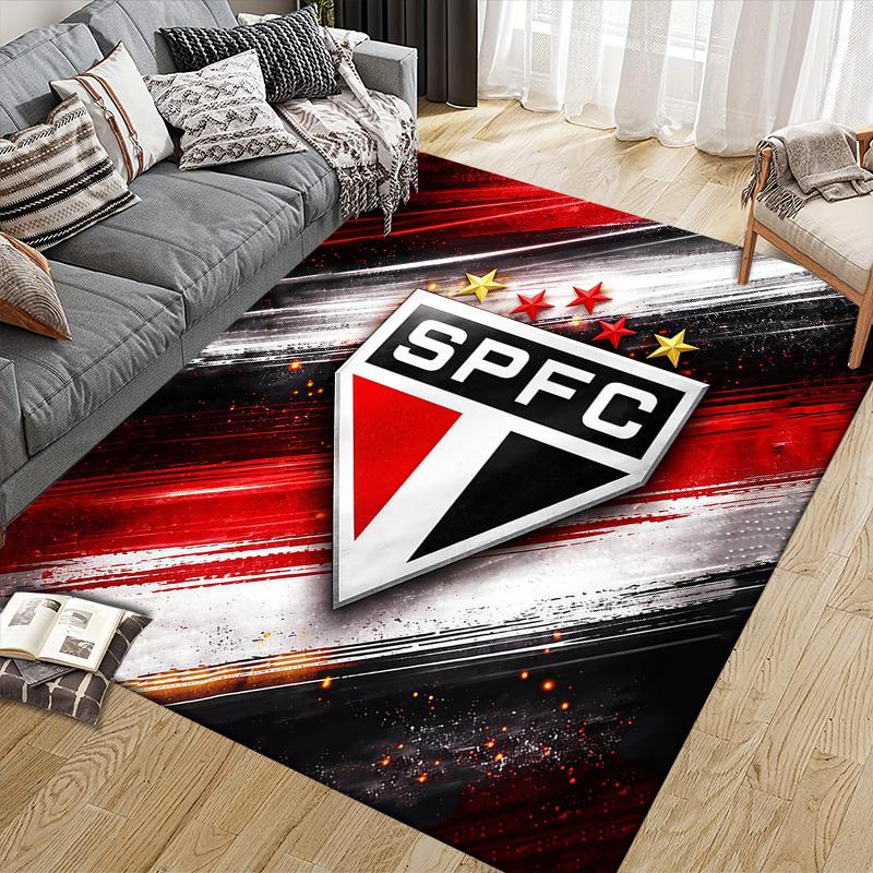 Sao Paulo FC3 Flannel Pattern Square Carpet,Area Rug,Carpet Rug for Living Room Bedroom Sofa Playroom Decor,Non-slip Floor Mat