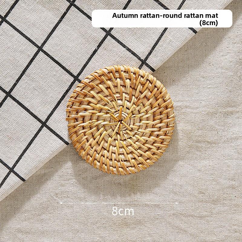 Pure Handmade Autumn Rattan Vietnamese Rattan Pad Set Anti-scalding Coaster Pot Pad Heat Insulation Pad Wooden Storage Tea Set Pad
