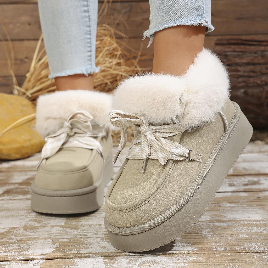 Thick-soled Snow Boots Women's 2025 Winter New Plush Short Boots Casual Versatile Cute Warm Shoes