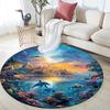 Dolphins Coral Round Area Rug,Carpet Rug for Living Room Bedroom Sofa Playroom Decor,Non-slip Floor Mat