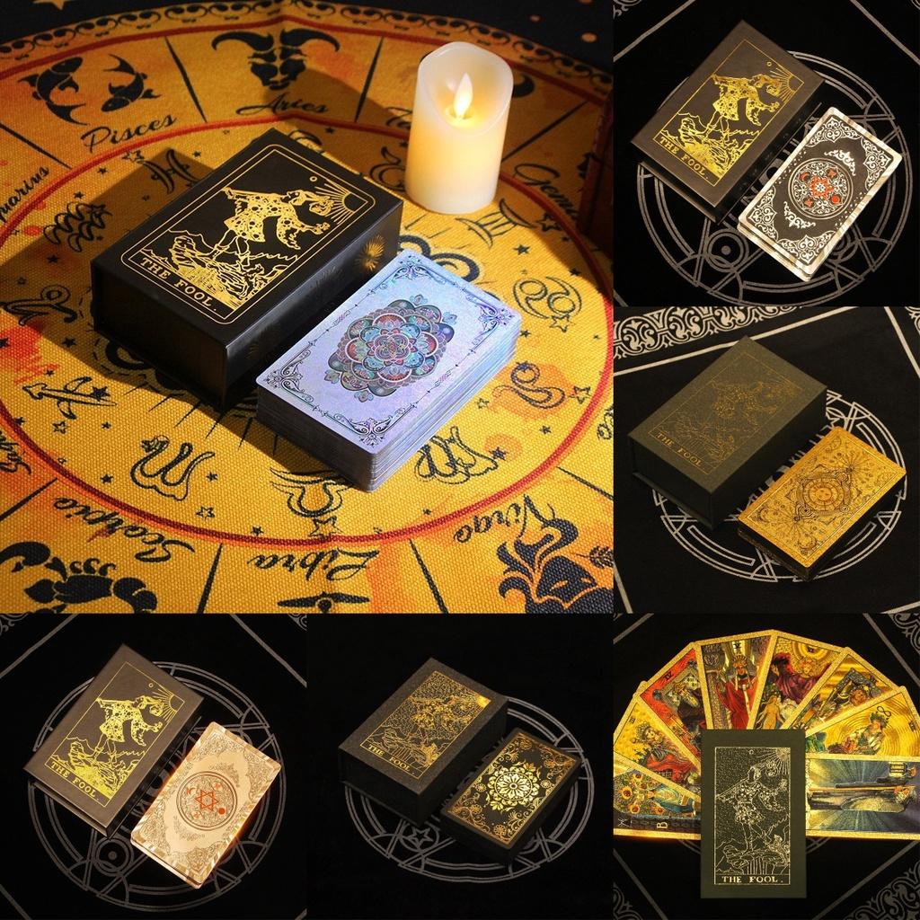 New Arrival Tarot Cards With Gold Foil Waterproof Plastic Pvc Playing Cards For Tabletop Games