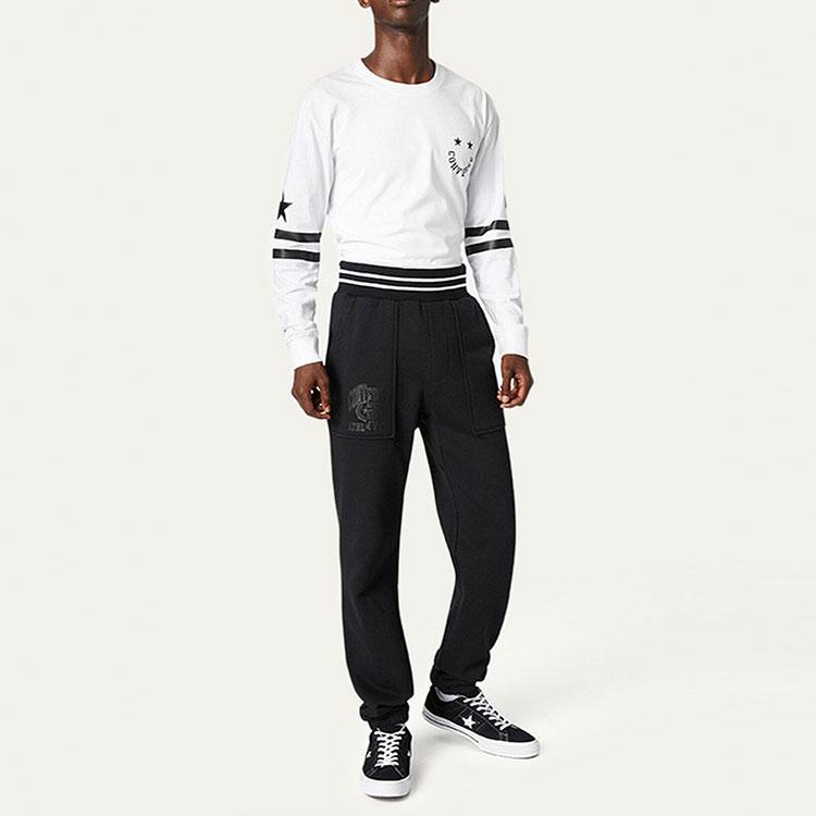 Converse Gestrickte Jogginghose Herren Schwarz Moderate Gerade Passform Hose 10018340-A03