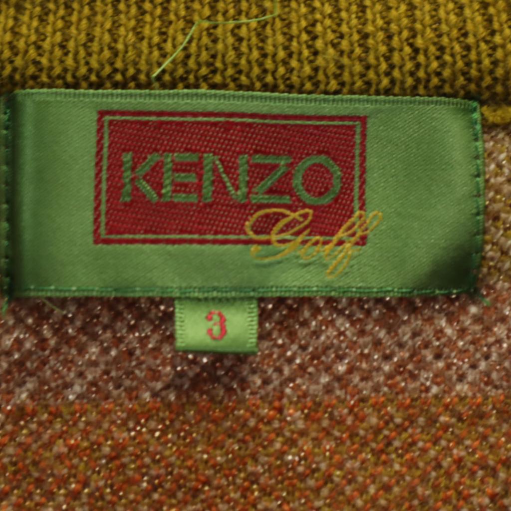 KENZO GOLF 90s Wool Old Overall handle Long sleeve V neck sweater 3 knit Men's Used