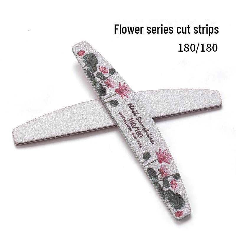 

Популярная пилка для ногтей с цветочным узором в форме полумесяца - износостойкие шлифовальные полоски