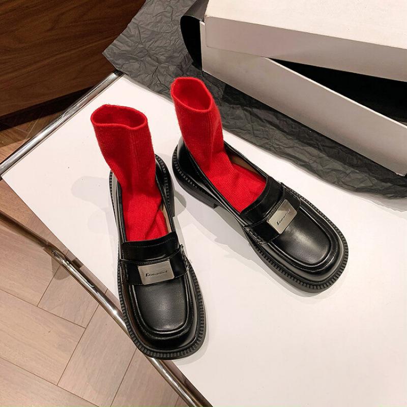 

New fashion leather single shoes women s non-slip platform large size shoes comfortable sheepskin women s shoes low heel four seasons wear small l 40