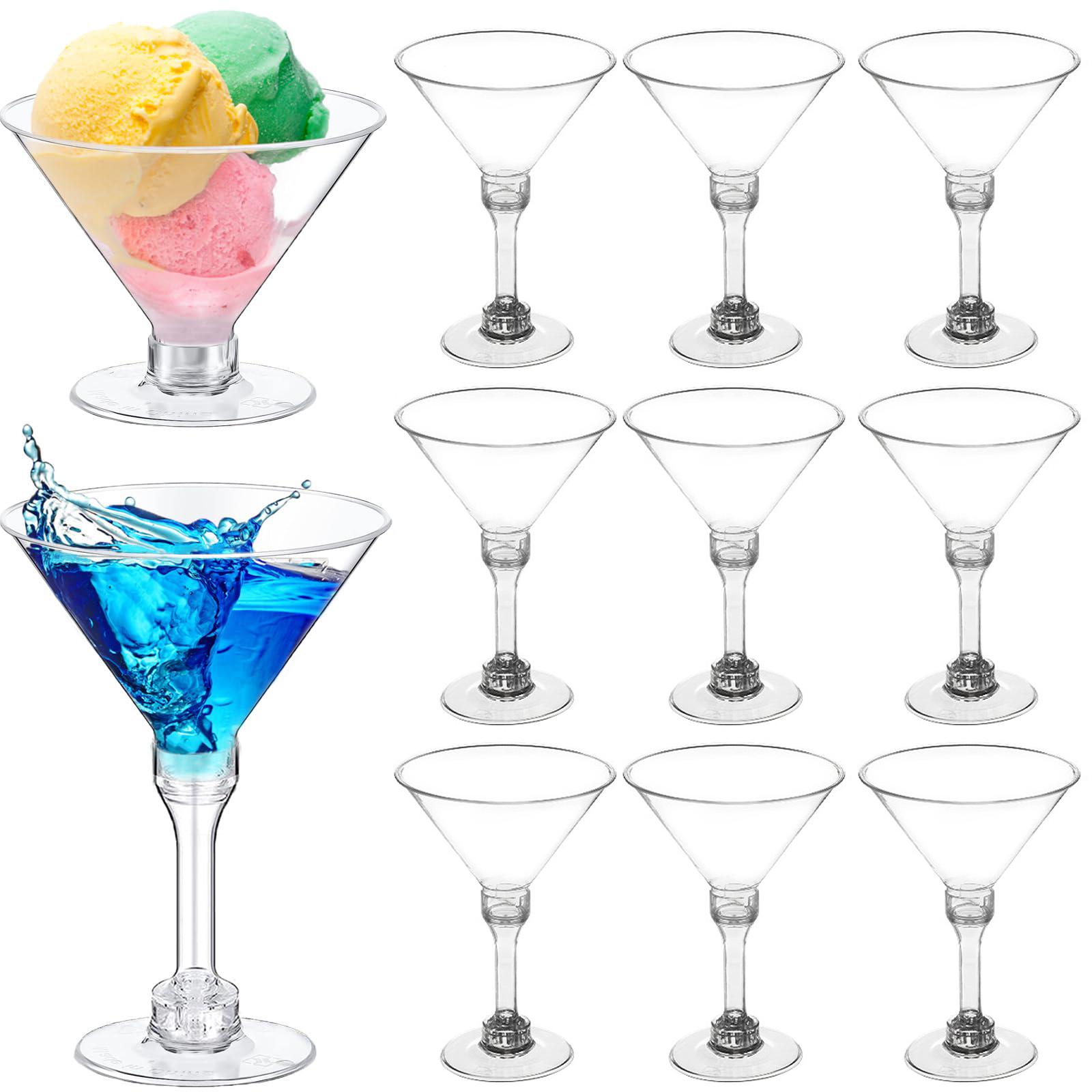 

10Pcs Disposable Cocktail Glasses Plastic Martini Glasses Unbreakable Appetizer Dessert Cups Drinkware for Home Weddings Party