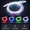 USB Fast Charging Cable LED Flowing Light Effect Waterproof Durable Cord for Car Outdoor Camping Phone Charge