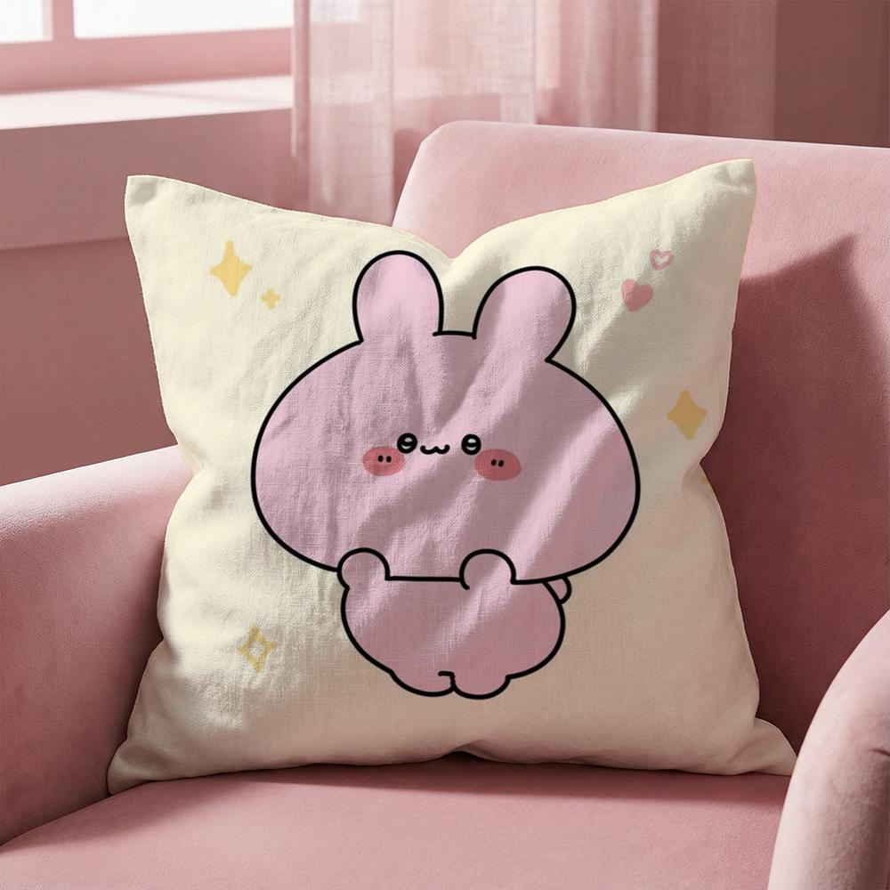A-Asamimichan Cute Bunny Cushion Cover Multi-Scene Pillow Cover for Home & Car - Reversible, Soft & Durable for Daily Use