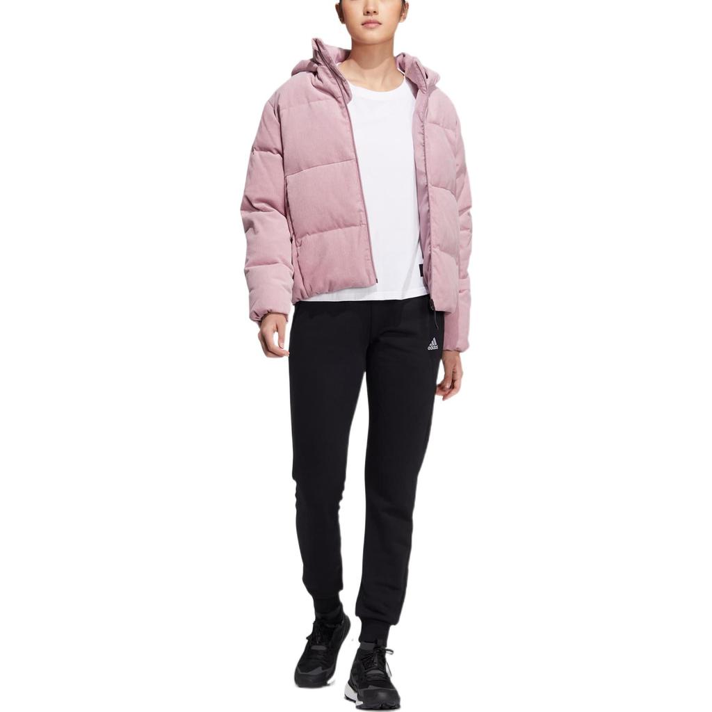 Adidas Solid Color Zipper Hooded Long Sleeve Down Jacket Women Outerwear Purple HN2113