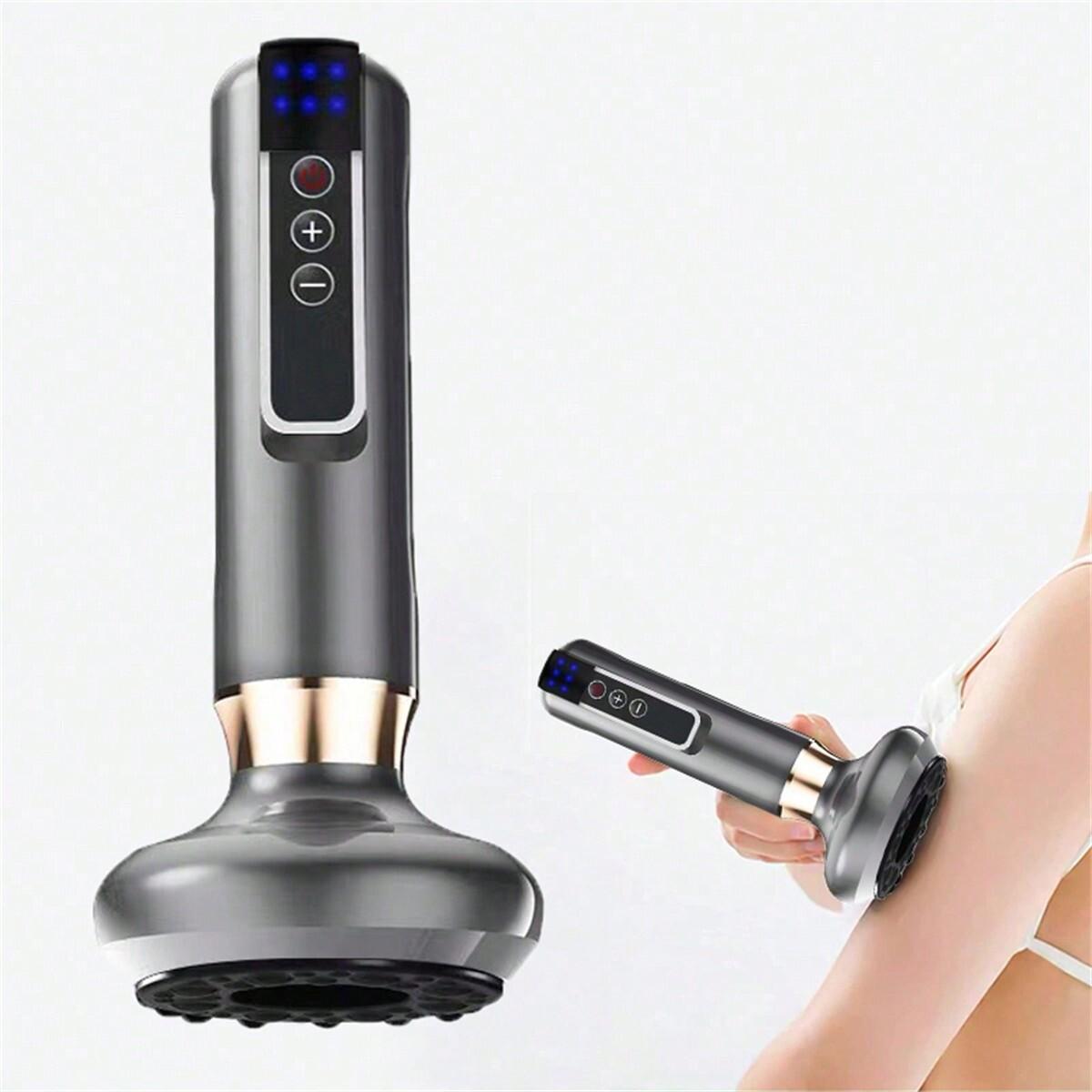 

Электрический вакуумный массажер, Массажер для спины с подогревом и возможностью подзарядки, Вакуумный массажер с 6-ступенчатой регулируемой силой всасывания серый