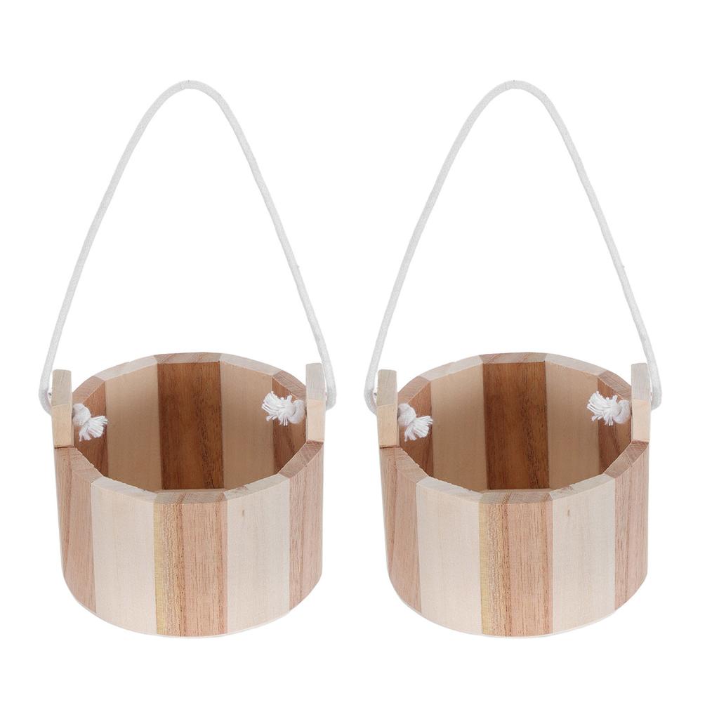 2Pcs Wood Sauna Bucket Small Handcrafted 5 Inch Wooden Spa Bucket Bath Salt Storage Sauna Accessories Steam Room Relaxation