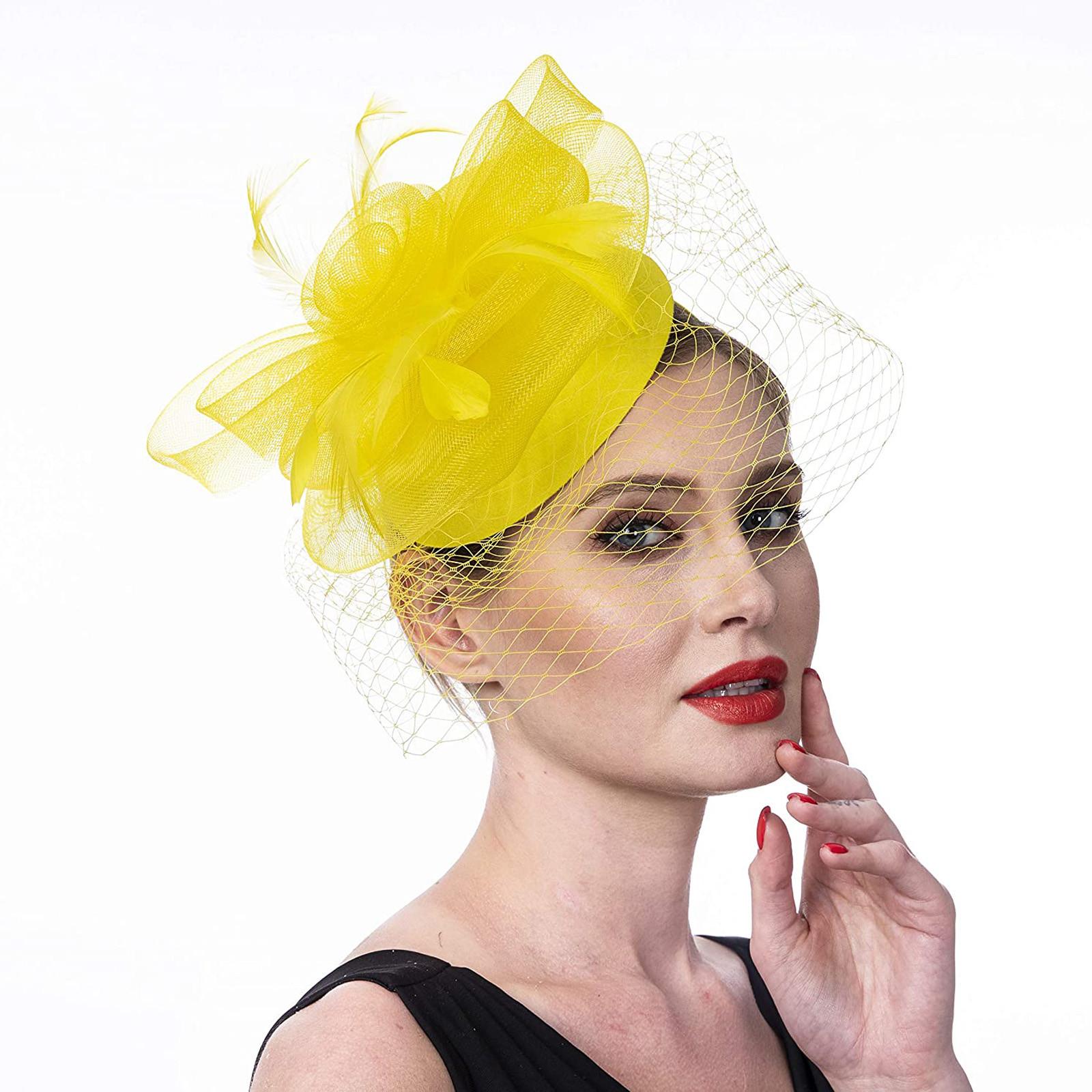 

Женщины Девушки Сетка Чародеи Шляпа Коктейльная Вечеринка Оголовье Головной Убор Свадебная Шляпа One Size жёлтый