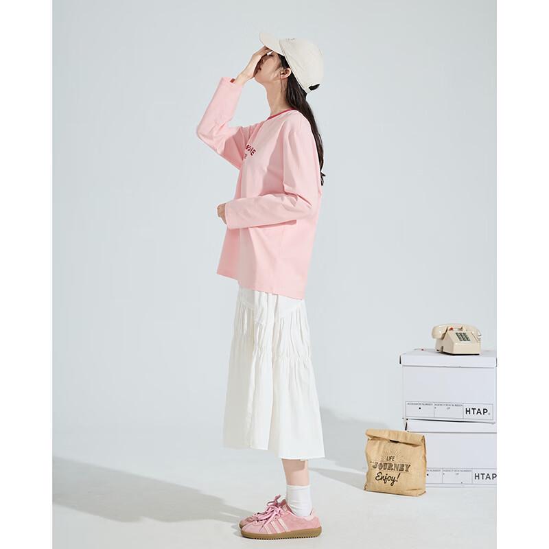 

TonLion Women s Text Print Contrast Collar Long Sleeve T-shirt M