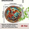 Vintage Round Archangel Michael Defeats Demon Metal Wall Art Aluminum Tin Sign 8x8 Inch