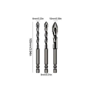 3/4/5 Pcs Tile Drill Bit 6/6/8/10/12MM Concrete Drill Bit Set Eccentric Twist Drill Bit for Tile Brick Plastic Cement Wood Glass