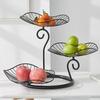 Lotus Leaf Shape 3-Tier Fruit Basket Metal Wire Vintage Fruit Storage Tray with Base Space-Saving Fruit Basket Dining Table