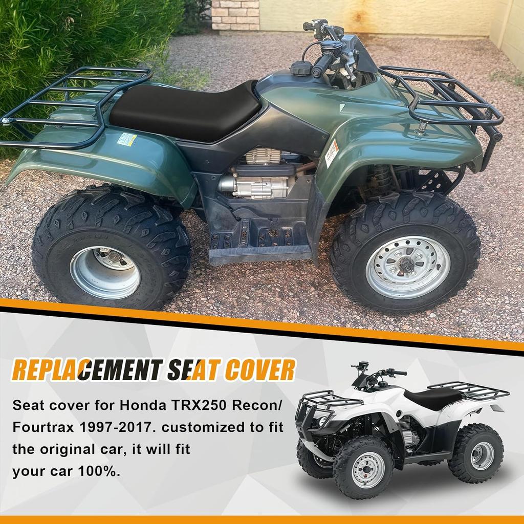 Seat Cover Replacement For 1997-2017 Honda TRX250 Recon Fourtrax, Heavy Duty Leather Seat Cover Replacement, Black