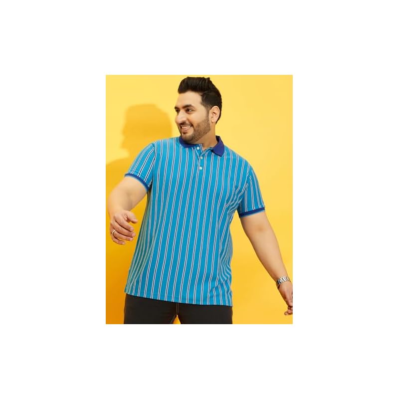 Bigbanana Plus Men' Regular Fit Striped Polo Tshirt (Satordi, , )