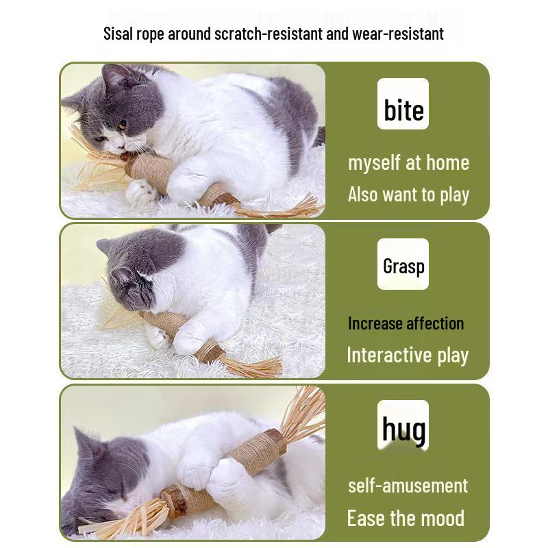 Matatabi Chew Stick & Catnip Ball Teaser Wand - Bite-Resistant Kitten Toy for Self-Play & Boredom Relief