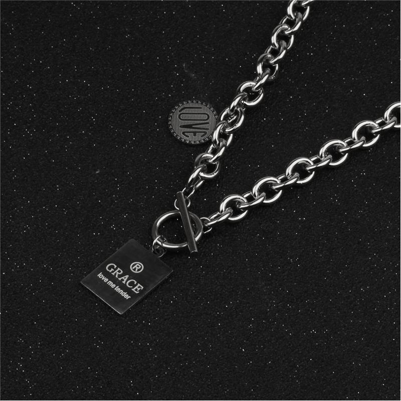 Street Letters Tag Ot Buckle Necklace Trendy Cool Handsome Hip Hop Simple Accessories Hiphop Sweater Chain Women