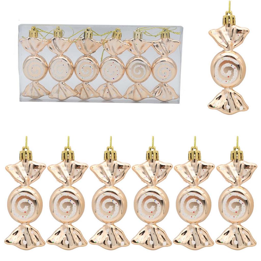 6 stk Juleanheng Galvanisering Godteri Xmas Ball Juletrepynt nyttår Noel Home Decor