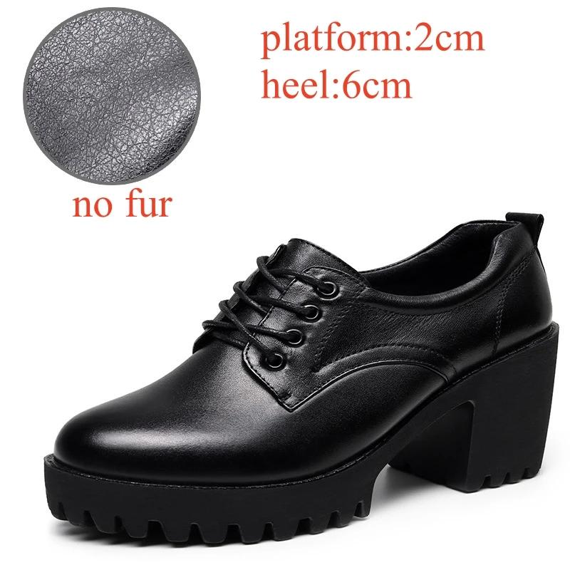 

Маленький размер 32-43 Толстая подошва Мягкая кожа Оксфорды Женские туфли-лодочки на платформе 2025 Глубокий вырез Блочный высокий каблук Обувь Офис Мама 42