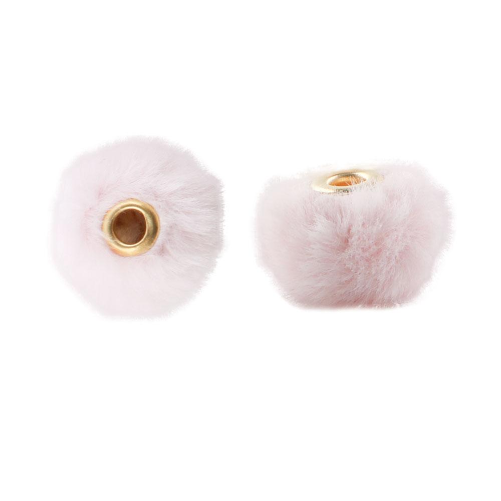 20Pcs/lot 20MM Pompom Beads Plush Fur Covered Ball Bead Charms Straight Hole Big Hole Spacer Beads For Handmade Jewelry Access