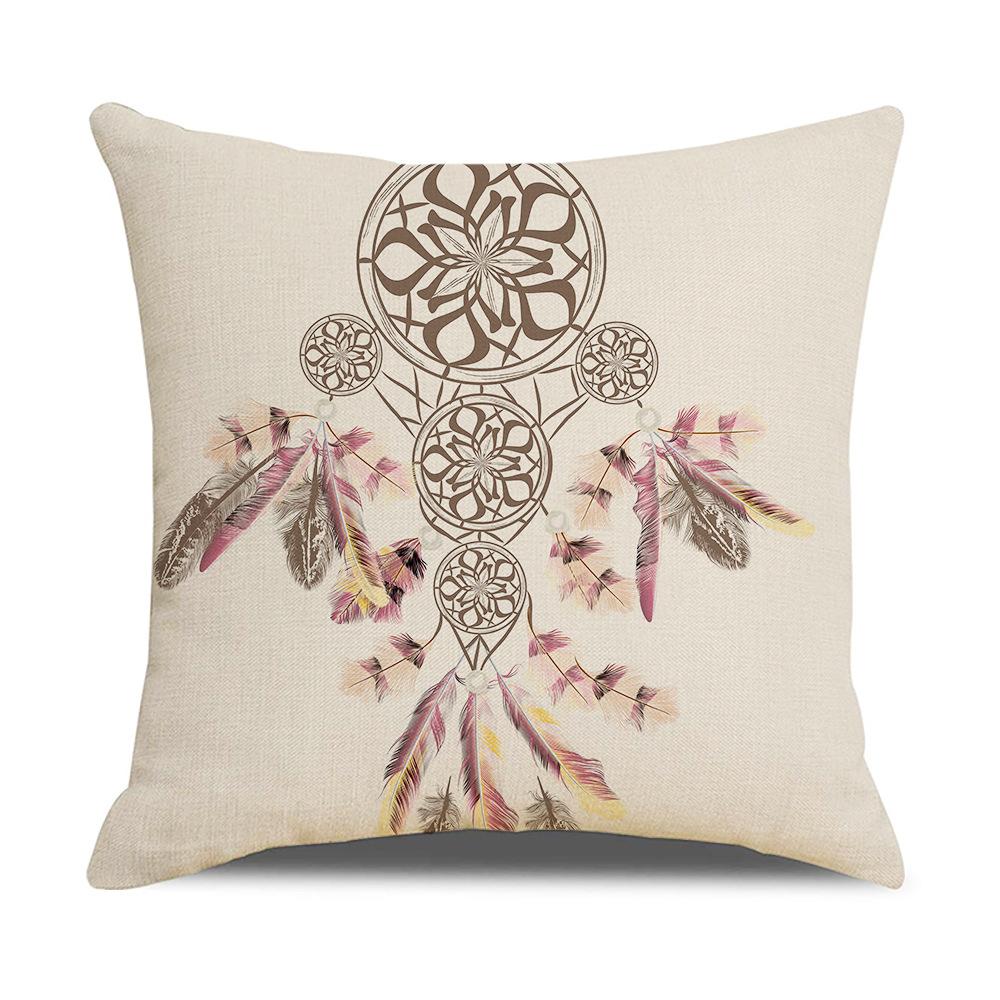 Ins Style New Dream Catcher Linen Sofa Pillow Cover Feather Digital Print Cushion Cover