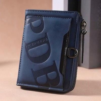 Trendy Men's Wallet PU Leather Male Short Zipper Simple Card Holder Soft Leather Money Clip Retro Coin Purse Gifts for Students