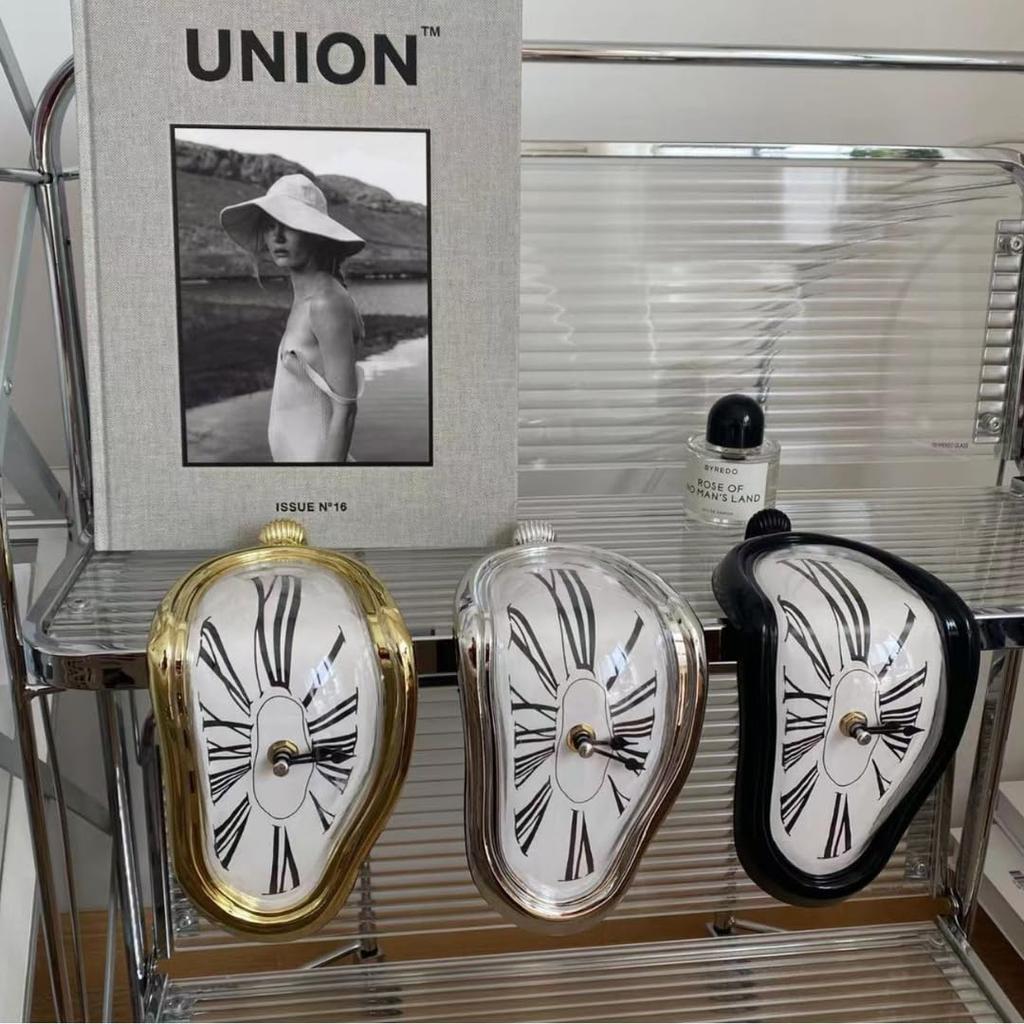 Leverde Dali Weiche Uhr Innen Tischuhr 90 Grad Gebogen Kunstuhr Stilvolle Idee Waren Silber