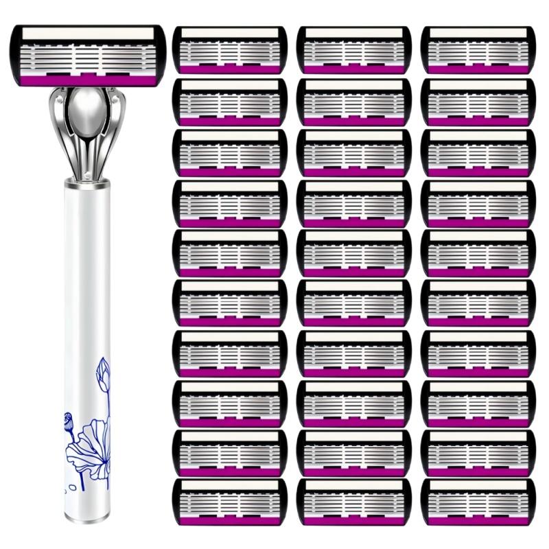6-layer Razor Blade, Men's Stainless Steel Blade, Classic Water Washed Razor, Sharp Blade for Clean Shaving