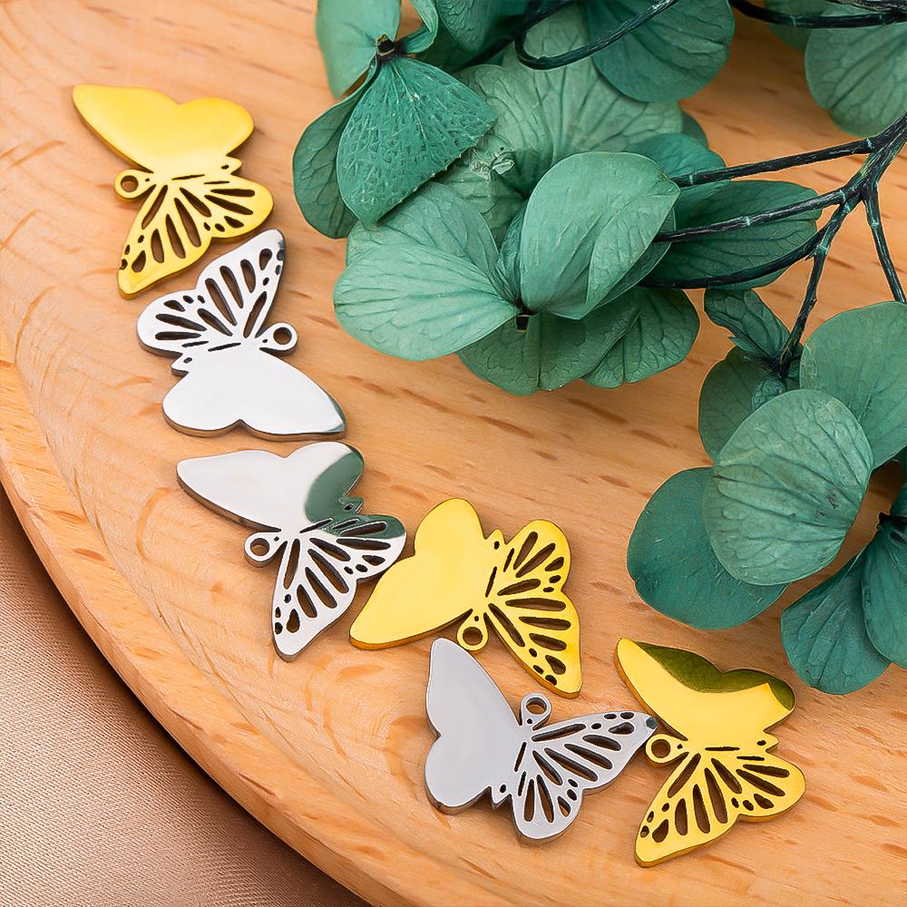 5pcs Stainless Steel Butterfly Pendants Two Color Butterfly Earrings Pendants Fashion Jewelry Making DIY Accessories